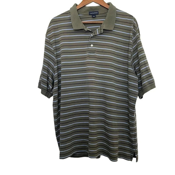 Lands End Polo Shirt Striped Size XXL 50-52 Short Sleeve Business Cotton - Picture 5 of 5
